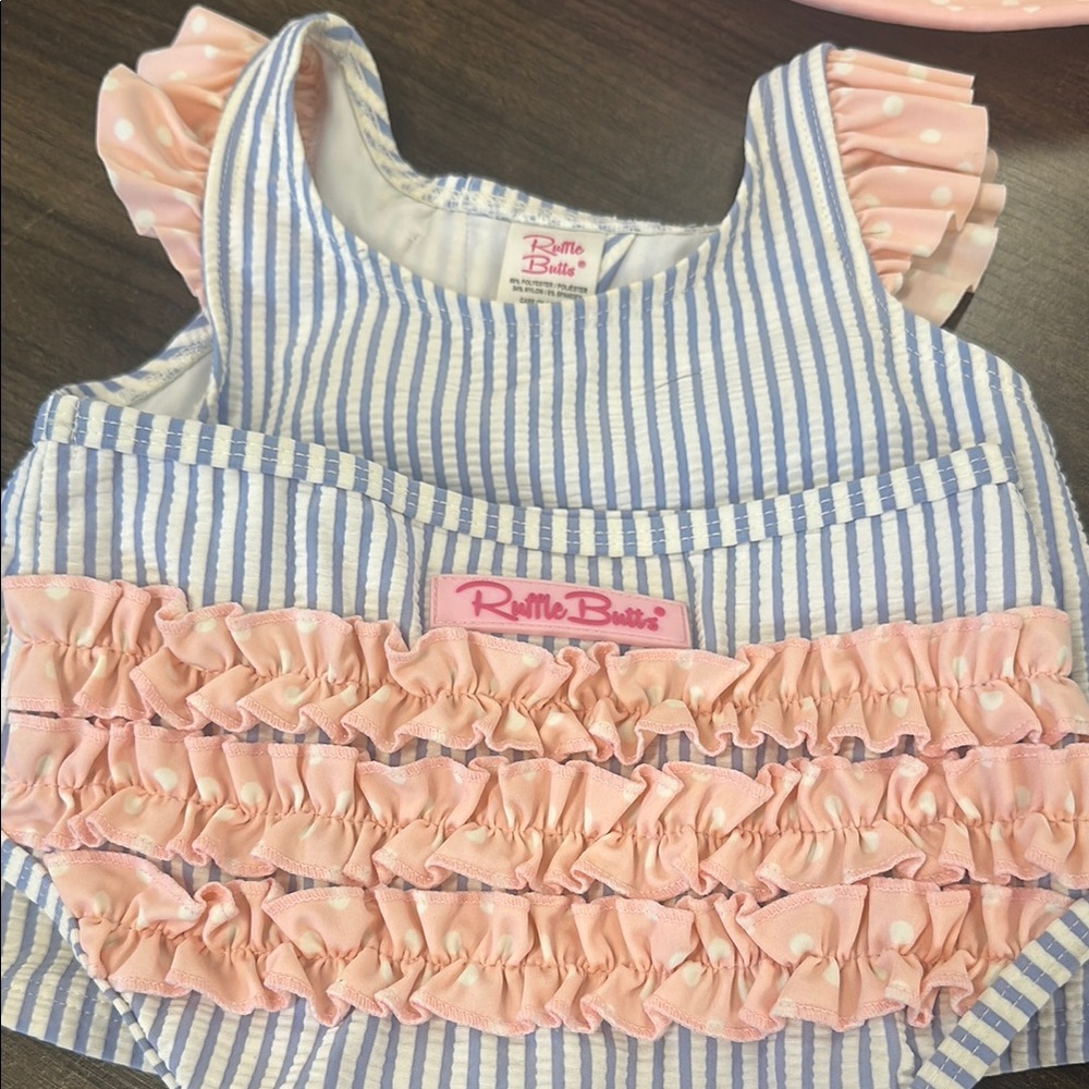 Ruffle Butts Blue and Pink Striped Bikini